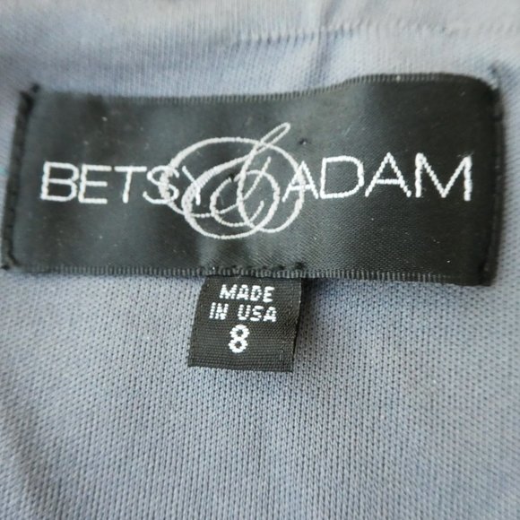 Heavy Silver Sequin Ruched  Evening Gown Betsy & Adam Elegant Trumpet Skirt USA - Picture 9 of 11